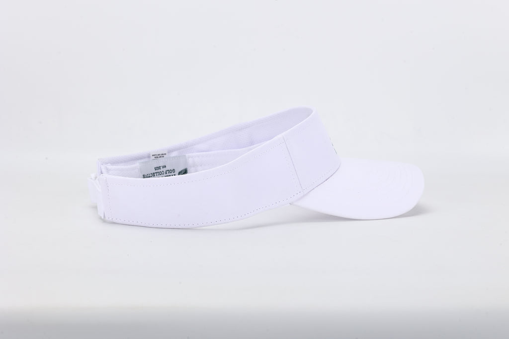 White visor on a light gray background