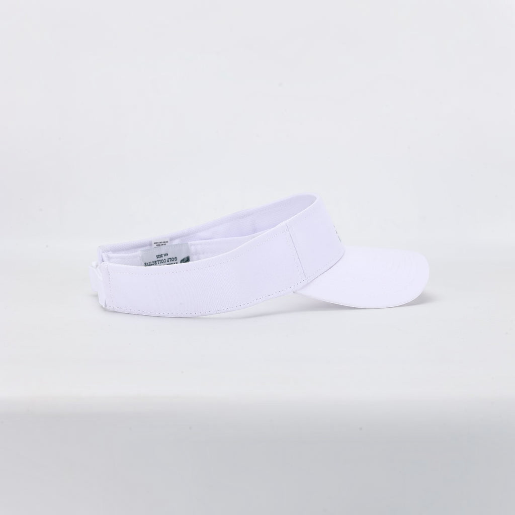 PBGC The Island Visor in crisp white, a lightweight and breathable performance golf visor with premium embroidery.